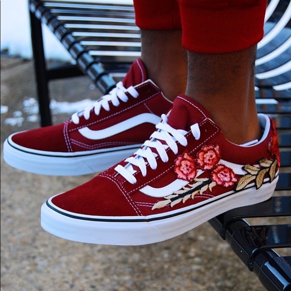 embroidered rose vans shoes embroidered rose vans shoes